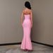 Verve New Pink Strapless Beaded Long Bandage For Women Solid Color Party Evening Dress_ecoleips.com