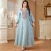 Muslim Dress Women"Elegant Embroidered Abaya Dress – Modest Long Robe For Women, Lightweight Polyester Arabic Style Islamic Dress_ecoleips.com