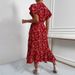 Women's Sexy Deep V Neck Tie Waist Slimming Floral Maxi Dress For Vacation_ecoleips.com