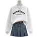 Women's round Neck Sweatshirt Pure Cotton Fleece Lined Thickened Casual Loose Stylish Unique Design for Spring Autumn Winter_ecoleips.com
