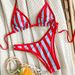 2026 European American Style Women's Sexy Striped Bikini Swimwear Lace-Up Tie Cross-Over Design Stylish New Arrivals_ecoleips.com