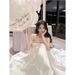 Light Wedding Satin French Style Bride Elegant White Off-Shoulder Reception Dress Super Fairy Bow Engagement Gown_ecoleips.com