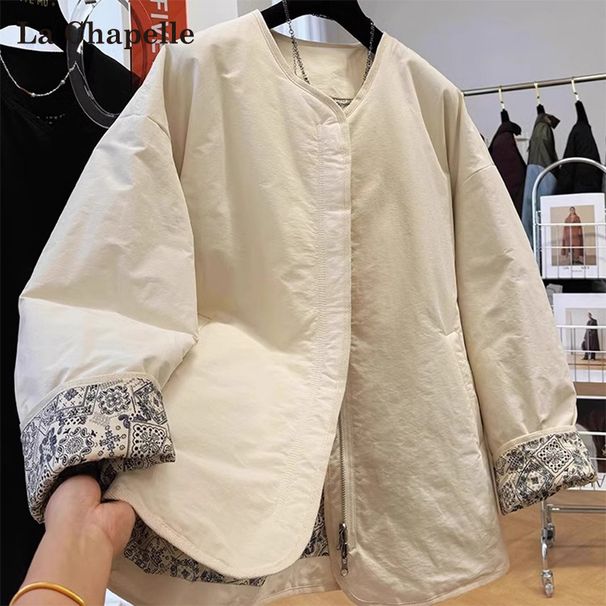 girl Vintage Round Neck Jacket For Women, New Autumn Winter Style, Lazy And Relaxed Casual Cotton Coat_ecoleips.com