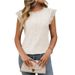 Women's Clothing Solid Color Round Neck Short Sleeve Lace Splicing Hollow T Shirt_ecoleips.com