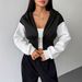 AD698 Cross-border Autumn And Winter New Hooded Zip-up Color-block Slim-fit Stylish Comfortable Versatile_ecoleips.com