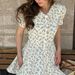 Floral Short Sleeved Dress Slim Fit Peter Pan Collar Single Breasted Short Skirt Summer New Elegant Sweet_ecoleips.com