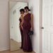 Women's Sleeveless Slim Fit Ruched Panel Solid Color Bodycon Mermaid Hem Maxi Dress – Elegant Party Gown_ecoleips.com