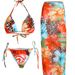 Women's Floral Print Triangle Bikini Set With Cover-Up Dress, Quick-Dry Swimwear For Beach & Pool Fashion-Print Designs_ecoleips.com