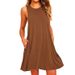 Women's Summer Casual Swing T-Shirt Dresses Beach Cover Up With Pockets Plus Size Loose T-shirt Dress_ecoleips.com