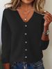 Women's Oversized Knit Cardigan Sweater - Lightweight Long Sleeve V-Neck Open Front Coat, Spring & Fall Layering Essential, Solid Colors_ecoleips.com