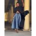 Women's Color Block Wide Leg Cropped Jeans Street Style Elastic Drawstring Pleated 2026 New Style Cross Border Independent Website_ecoleips.com