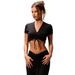 Voya Hot Selling Women's Sexy Design T-shirt For Spring And Summer, Ultra Short Crop Top With Exposed Navel_ecoleips.com
