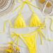 Solid Color Two Piece Bikini European American Style White With Lace Trim Halter Neck Sexy Swimwear For Women_ecoleips.com