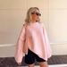 Women's Sweet Pink Round-Neck Sweater – Cozy Polyester Pullover With Shell-Inspired Details (S-XXXL)_ecoleips.com