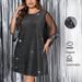 Sparkling Plus Size Summer Dress – Flowy Short Sleeve Round Neck Dress With Glitter Details, Comfortable & Stylish_ecoleips.com