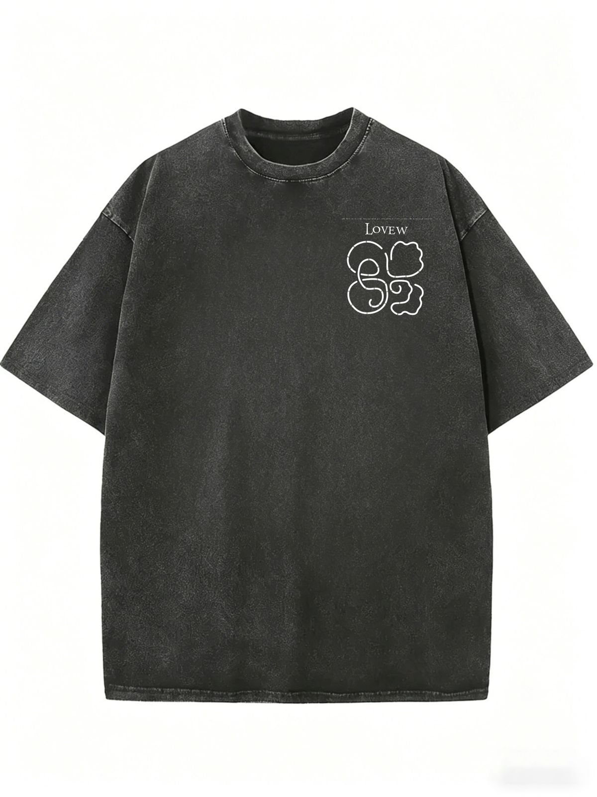 Women's Washed Cotton Blend Lovew Tee, Oversized Streetwear Summer Fashion Top_ecoleips.com