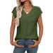 Breathable V-Neck Knit Top, Chunky Crochet Summer Sweater For Women, Lightweight Loose Fit Blouse_ecoleips.com