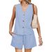 Cross-border European And American Two-Piece Vacation Outfit Short Set Plaid Vest Summer New Women's Clothing_ecoleips.com