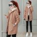Women's Geometric-Print Fleece Hoodie – Winter-Ready Zip-Up Sweatshirt With Embroidery (M-3XL, Dusty Pink/Taupe/Denim, Urban Streetwear Essential)_ecoleips.com