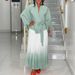 Women's Clothing Plus Size Women's Spring New Fashion Strap Bat Sleeve Top Gradient Color Skirt Two Piece Set_ecoleips.com