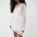 Women Sophisticated Loose‑Fit Commuter Mini Dress With Lapel Collar & Lace‑Up Detail_ecoleips.com
