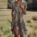 Women's Clothing Summer New Women's Round Neck Short Sleeved Long Skirt Bohemian Printed Dress Female_ecoleips.com
