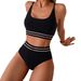 Women's Clothing Women's Fashionable Sexy Solid Color Camisole Bikini Swimsuit Three Strapped Straps For Formal & Casual For Women_ecoleips.com