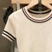 Women's Round Neck Short Sleeve Sweater Korean Style Knitwear Trendy Apricot Color Spring Summer_ecoleips.com