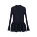 Commuter Navy Blue V-neck Knitted Cardigan + Ruffle Pants_ecoleips.com
