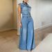 Women's Clothing New Style Casual Washed Sleeveless Denim Jumpsuit Wide Leg Pants_ecoleips.com
