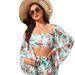 Women's Three Piece Swimsuit Long Sleeved Strapless Cover Up Flat Front Bikini Popular Design_ecoleips.com