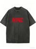 Oversized Vintage Wash Tee For Women, Comfortable Relaxed Fit Short Sleeve T-Shirt For Modern Street Fashion_ecoleips.com