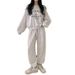 Korean-Style Women’s Fleece-Lined Sweatshirt & Pants Set – Winter Loose Fit Casual Outfit (M-XXXL, Gray/Pink/Black, Slim & Fleece-Lined Options)_ecoleips.com