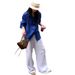 Old Money Style Suit Women's Summer New Fashion Sun Protection White Cotton Linen Shirt High-end Feel Wide-leg Pants_ecoleips.com