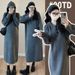 Autumn New Korean Fashion Thickened Plus Size Hooded Maternity Dress_ecoleips.com