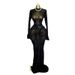Women's Clothing New Style Elegant Half High Collar Lace Long Sleeves High Waist Hip One Step Skirt Long Skirt_ecoleips.com