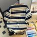 Men's Women's Retro Striped T-Shirt Digital Print Loose Fit Summer Top Short Sleeve Fashion Sports Student Wear_ecoleips.com