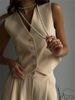 Women's Elegant Two Piece Set V Neck Button Decorated Vest Top And Trousers Commuter Clothing Spring/Autumn Summer_ecoleips.com