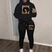Women's Fashionable Street Dance Style Printed Hooded Sweatshirt And Sweatpants Set Casual Autumn Winter Warm Clothing_ecoleips.com