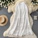 Women's Clothing High Waisted Slimming A-Line Midi Skirt For Women Heavy Duty Hollowed Out Knit Crochet With Tassel Splicing Summer Skirt_ecoleips.com