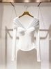 Fashion Elegant T Shirts Solid Color Lace Patchwork V Neck Long Sleeve Crop Tops Female Slim Design Tees 2025 New Women Clothing_ecoleips.com