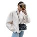 Fashion Apricot Woolen Jacket Women's Fall And Winter Loose V-Neck Jacket Top Women's Clothing Wholesale_ecoleips.com