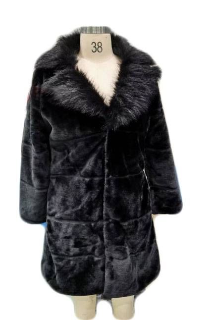 Sheepshear autumn and winter new spliced fur all-in-one mid-length imitation fox fur collar coat and fur jacket_ecoleips.com