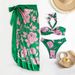 Women's Clothing Swimsuit Lace Up Print Sexy Bikini Halter Neck Split Swimsuit Female Bikini_ecoleips.com