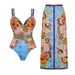 Women's Wrap Skirt Printed One Piece Swimsuit Set Swimwear New Style_ecoleips.com