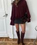 Women's Brown Ruffled Chiffon Top High End Lace Stand Collar Shirt For Spring Commuting_ecoleips.com
