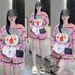 Thai Trendy Short-Sleeved Printed Summer Set For Girls Casual Fashionable Two-Piece Youthful Women's Clothing_ecoleips.com