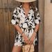 Elegant Printed Two Piece Set For Women Short Sleeve Shirt Tie Waist High Waist Shorts Hot Selling_ecoleips.com