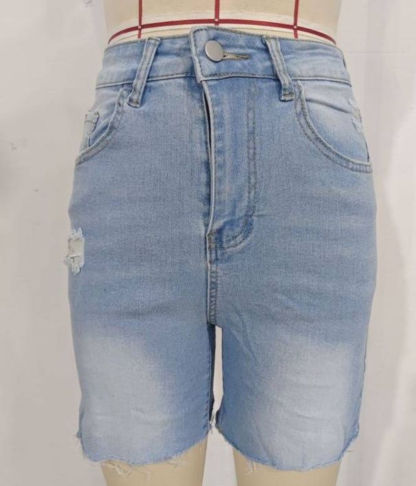 Women's Clothing Summer Street High Elastic High Waist Shorts Ripped Denim Shorts_ecoleips.com