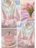 Women's Clothing Pink White Color Block Hooded Knitted Cardigan Sweater Inspired Women's Top For Autumn Winter_ecoleips.com